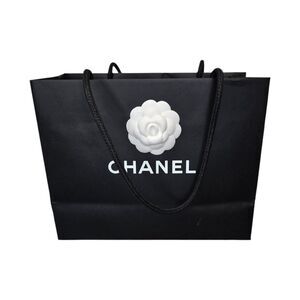 Authentic CHANEL Black White Flower Empty Shopping Bag